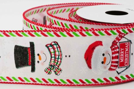 Snowman wired Christmas Ribbon_KF6676G-1-7_White